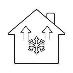 Cool Climate Building Design House with Snowflake Vector Illustration for Winter or Energy Efficiency