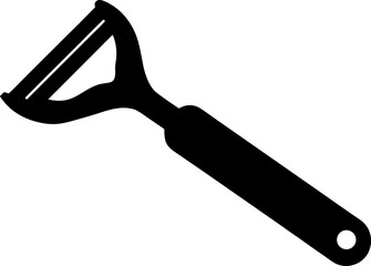 Potato Peeler Glyph. Black and White Kitchen Utensil Icon.