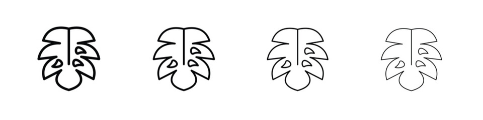 Monstera deliciosa plant leaf icon illustration sign collection. vector symbol or logo.