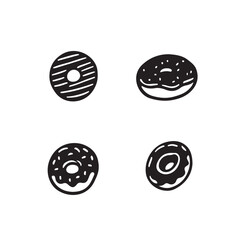 doodle hand drawn DONUT, sweet vector,donut silhouette