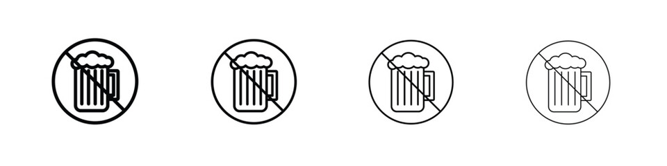 No alcohol sign illustration sign collection. vector symbol or logo.