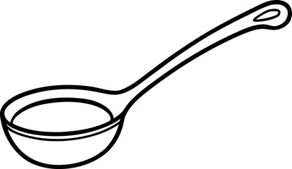 Sauce Ladle Line Art. Small Serving Spoon Outline Illustration.