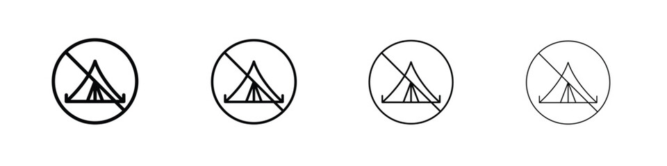 No camping signs illustration sign collection. vector symbol or logo.