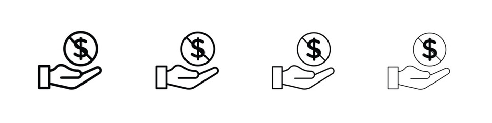 No dollar signs illustration sign collection. vector symbol or logo.