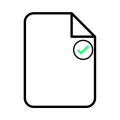 Minimalist Document Icon with Folded Corner and Green Checkmark, Verified File or Approval Symbol