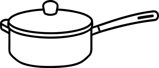 Small Saucepan Line Art. Cooking Pot with Handle Outline.