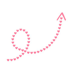 Pink Hand-Drawn Love Arrow with Heart, Romantic Doodle Illustration, Isolated on Transparent Background PNG, Pink Arrow