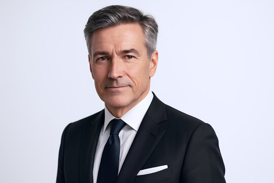 Confident senior businessman in sharp suit conveys professionalism and success