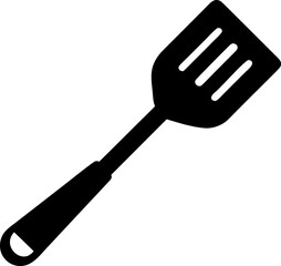 Flexible Spatula Icon. Cooking Turner Black and White Graphic.