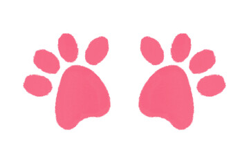 Pink Paw Print, Animal Footprint Symbol, Isolated on Transparent Background