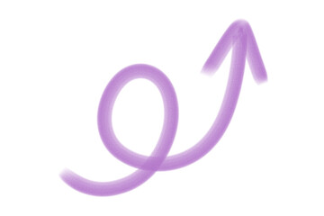 Obraz premium Hand Drawn Purple Arrow with Crayon Brush, Grunge Texture, Isolated on Transparent Background..