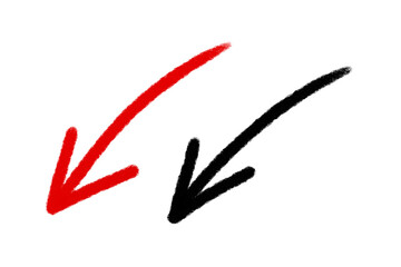 Obraz premium Hand Drawn Black and Red Arrow Pair, Doodle Style Element, Isolated on Transparent Background..