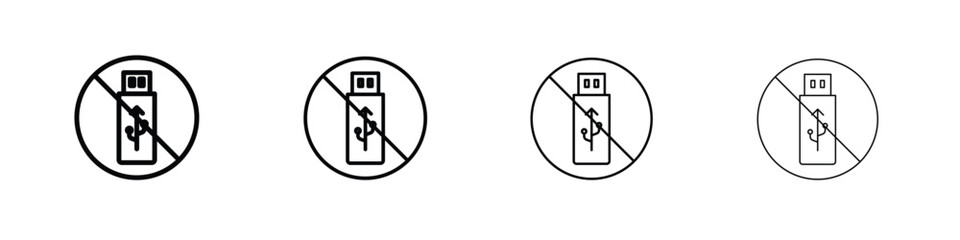 No USB flash drive signs illustration sign collection. vector symbol or logo.
