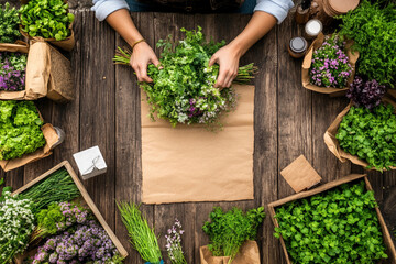 Florist organizes a colorful bouquet amidst floral chaos