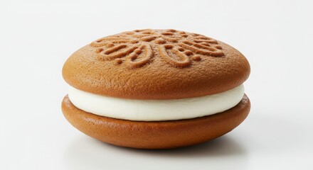 gingerbread whoopie pie isolated on a white background for dessert and bakery photography