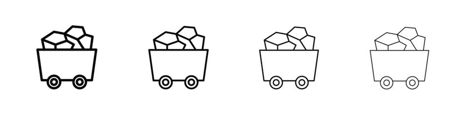Trolley with coal icon illustration sign collection. vector symbol or logo.
