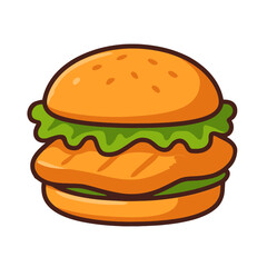 Crispy Chicken Burger with Fresh Lettuce and Toasted Bun