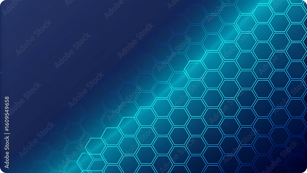 Aufkleber deep blue gradient with glowing hexagonal pattern abstract