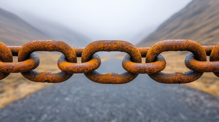 Obraz premium Rusty chain blocking a path