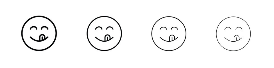 Yummy smile emoji icon illustration sign collection. vector symbol or logo.