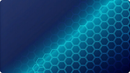 Deep blue gradient with glowing hexagonal pattern abstract