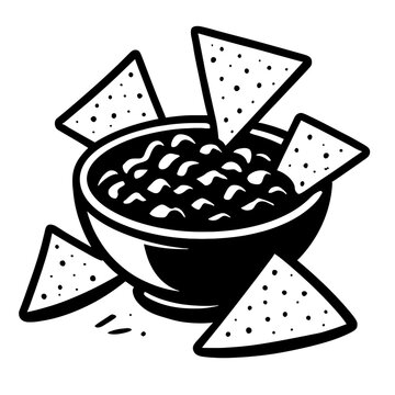 black bowl salsa chips clip art preview