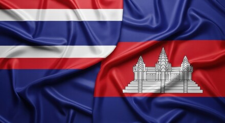 Woven flags symbolizing the diplomatic connections between Thailand and Cambodia showcasing the