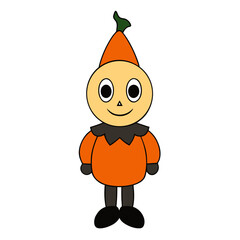 Cute cartoon pumpkin character with a green stem hat