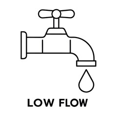 Low Flow Faucet with Water Droplet Vector Illustration for Conservation and Sustainability
