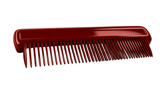 Red hair comb on a transparent background for styling needs