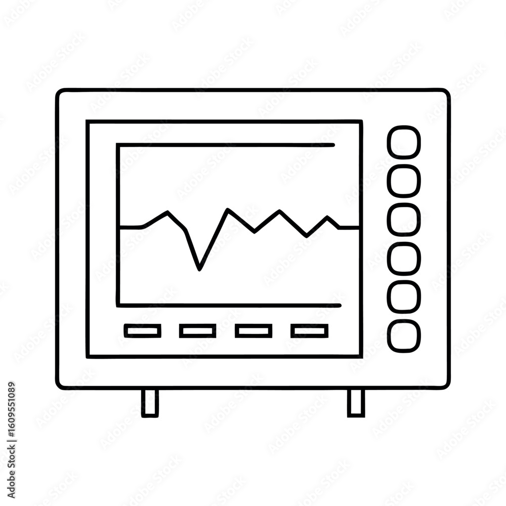 Poster power monitoring device display with energy graph vector illustration for data visualization