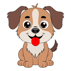 Cute Happy Cartoon Dog Character Illustration