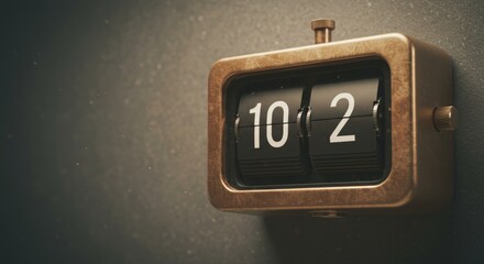 New Year countdown on an old wall clock with a light switch, symbolizing the concept of time and a fresh start