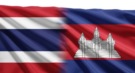 Symbolic blend of Thai and Cambodian flags evoking diplomacy and cross border integration