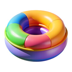 Colorful Donut Shaped Object with Segmented Design on Black Background perfect for creative and modern designs with vibrant gradient lighting