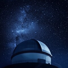 A space observatory dome standing beneath a vast, starry night sky, ready to explore the mysteries of the universe.
