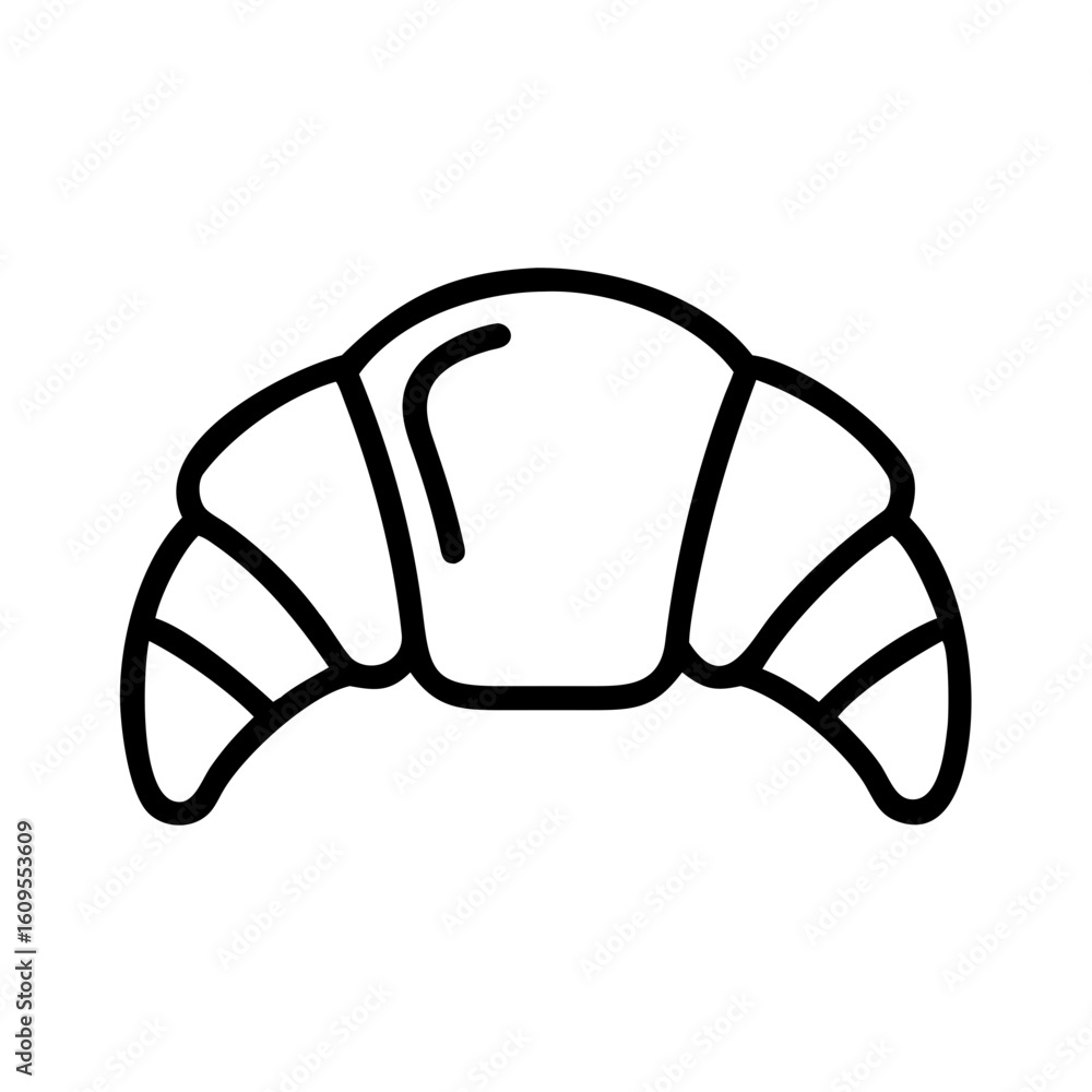 Aufkleber a simple line drawing of a croissant with a crescent shape and visible layers on a white background