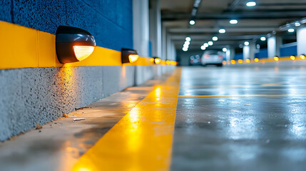 Parking garage lighting showcase urban setting architectural photography modern design ground level illuminated spaces