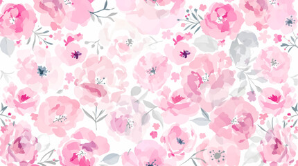 Soft pink flowers on a white background. watercolor flower seamless pattern. Watercolor print in rustic vintage style, textile or wallpaper.