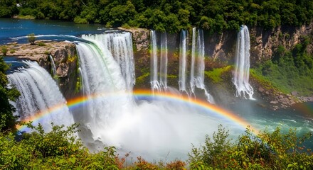 waterfall and rainbow