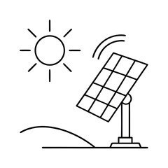 Solar Tracker Panel Following Sun Trajectory Vector Design Illustration for Renewable Energy