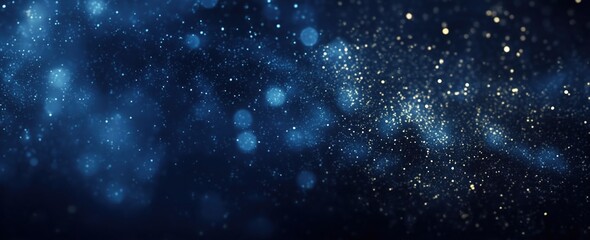 Fototapeta premium Blue and Gold Sparkling Particles Background for Digital Design
