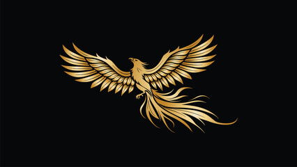 Obraz premium Golden Phoenix Bird Logo Elegant, Majestic, and Powerful Design