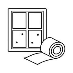 Window Insulation Kit Silhouette with Tape Energy Efficiency and Home Improvement Vector Design
