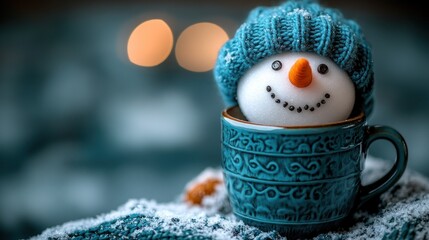 Obraz premium Snowy snowman in a teacup
