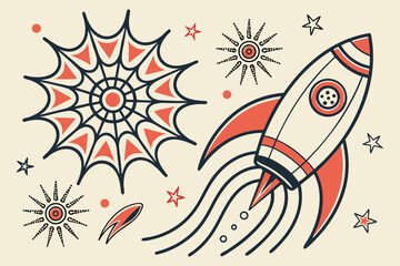 Rocket Ship Space Exploration Stars travel