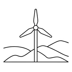 Wind Turbine Illustration Three Blade Turbine on a Pole for Renewable Energy Concept