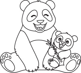 Fototapeta premium bear with baby line art design stock royalty free image premium quality