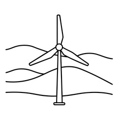Wind Turbine Illustration Three Blade Renewable Energy Source on a Pole for Sustainable Power