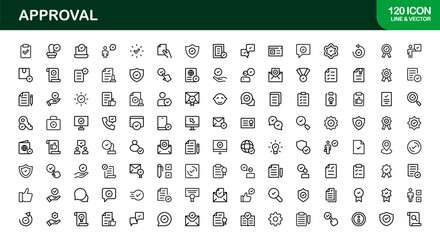  Premium Approval Icons &ndash; Modern Vector Symbols for Validation, Confirmation, and Success in Clean Minimalist Style